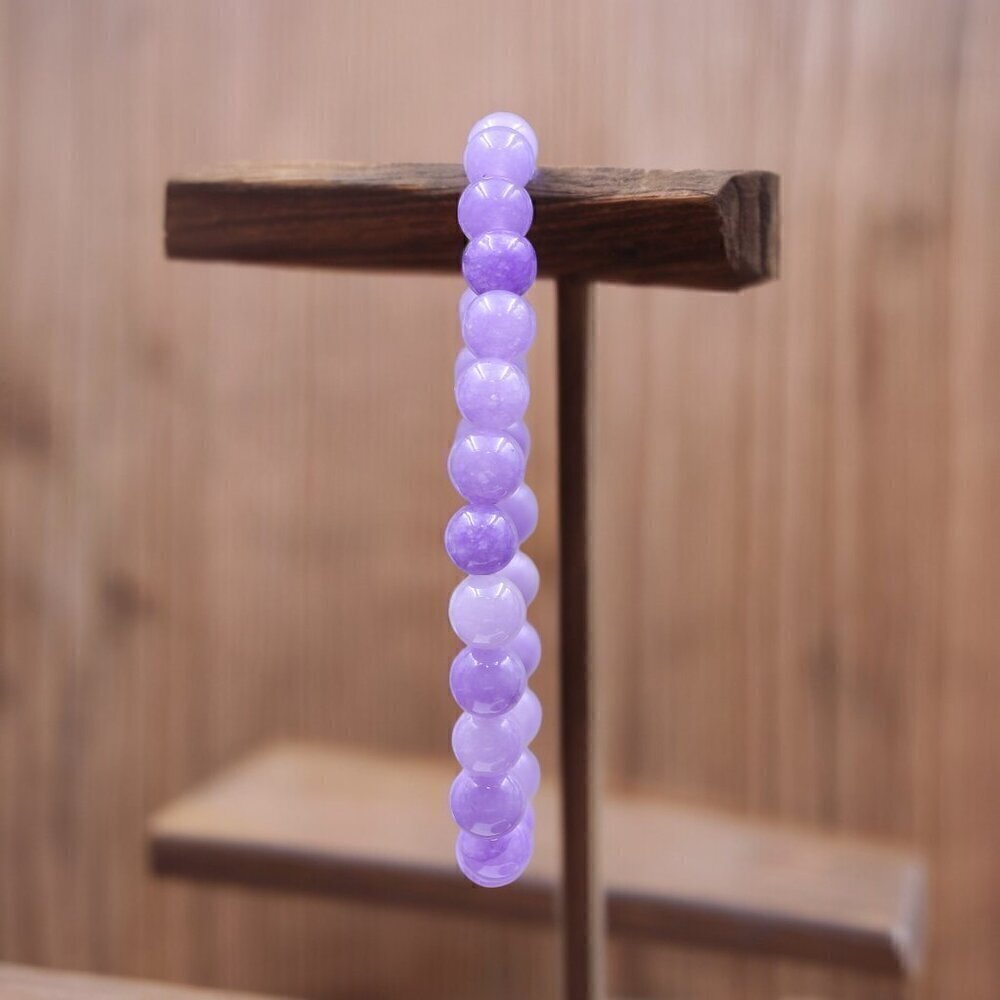 Purple Agate Gemstone Stretch Bracelet | Handmade - Picture 4 of 4